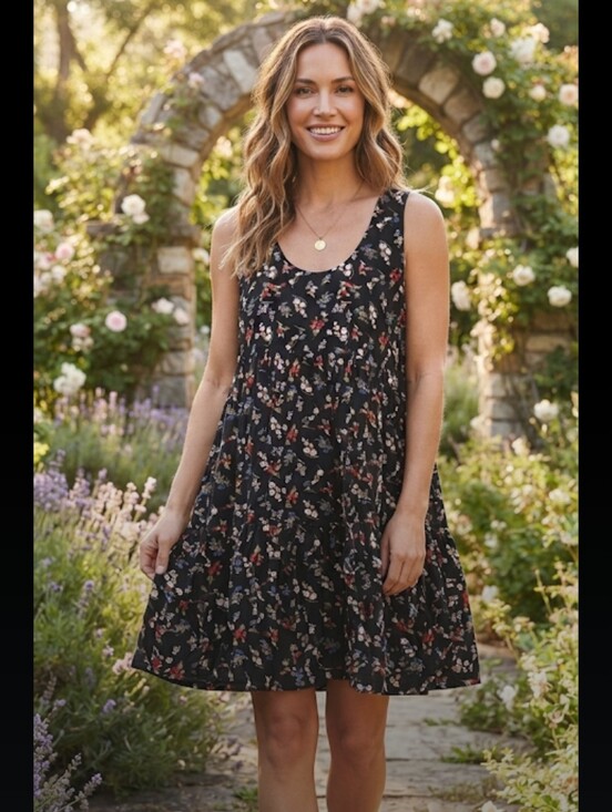 torrid Dresses & Skirts - torrid Black Floral Tiered Tank Dress with Red & Blue Accents NWT MSRP$56